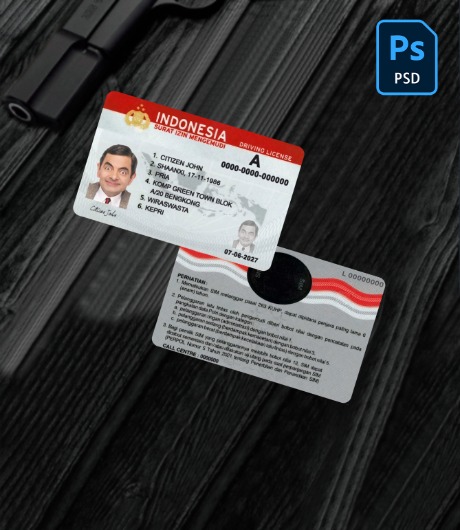 Indonesia driving license (2019 – present) PSD
